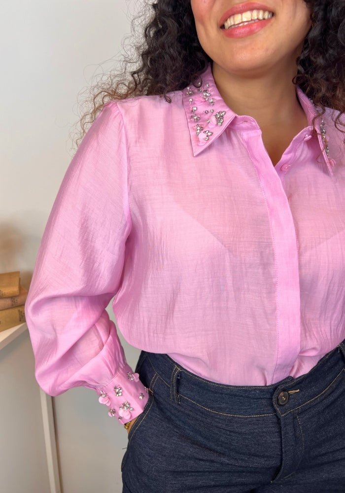 Camisa Seda Pedrería