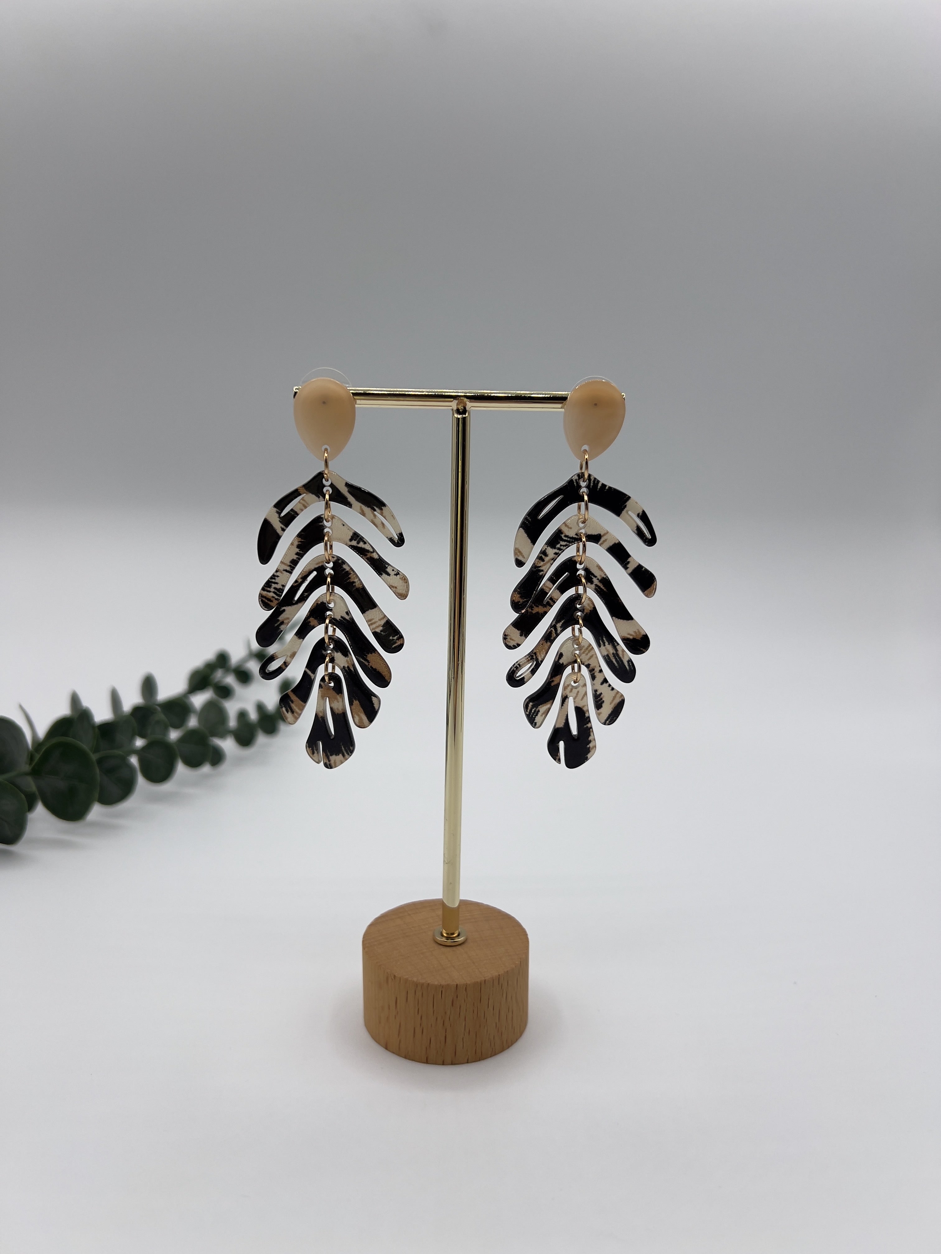 Pendientes Hoja Leopardo