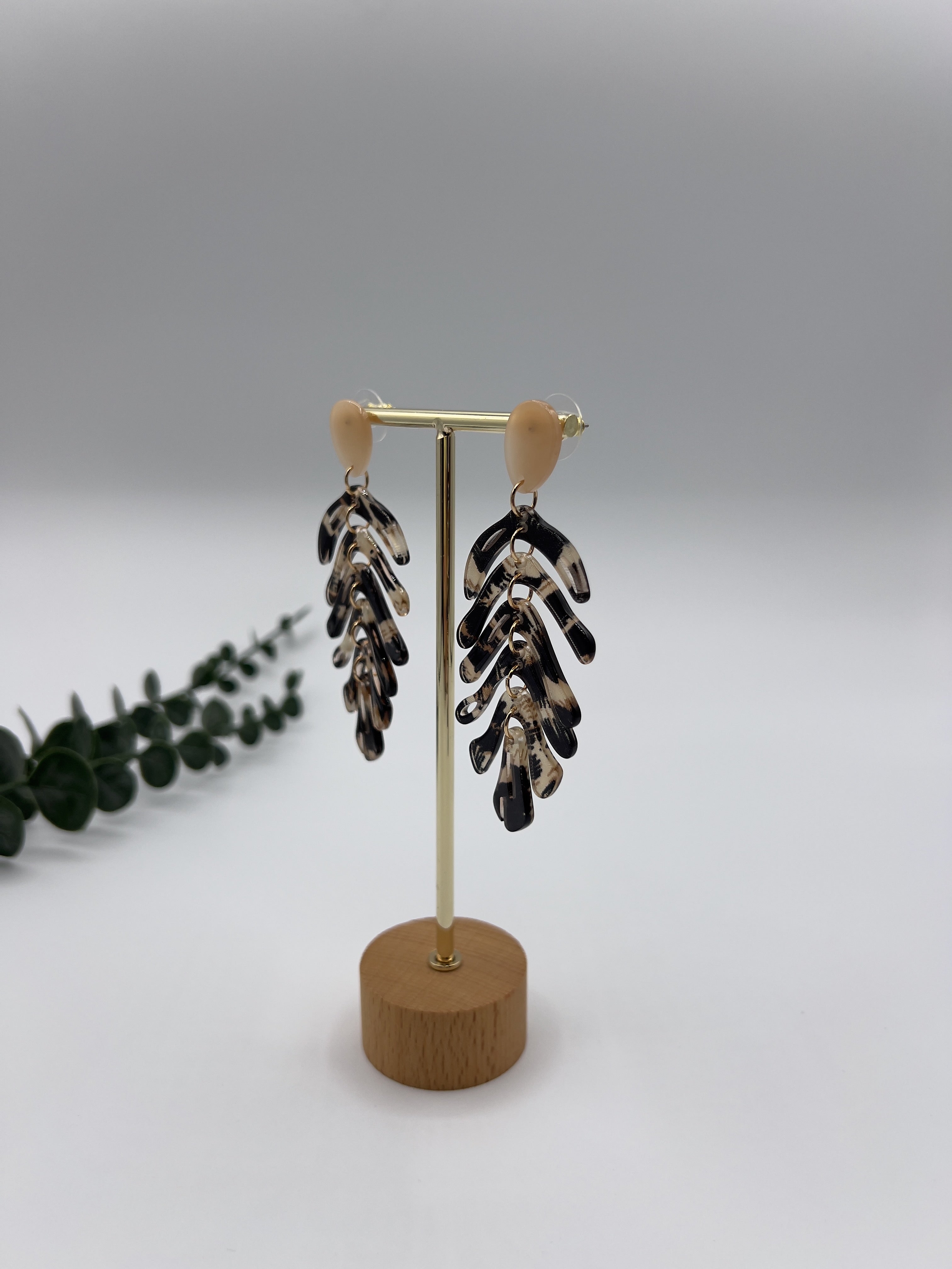 Pendientes Hoja Leopardo